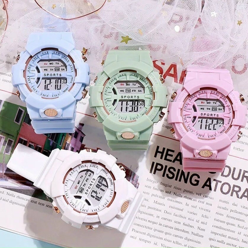 Đồng hồ điện tử nam nữ Sport Sp2 mặt tròn dây hoa cúc siêu đẹp fg1224