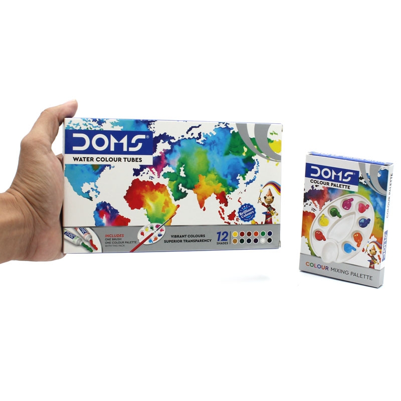 Hộp 12 Tuýp Màu Nước + Khay Màu DOMS 7768