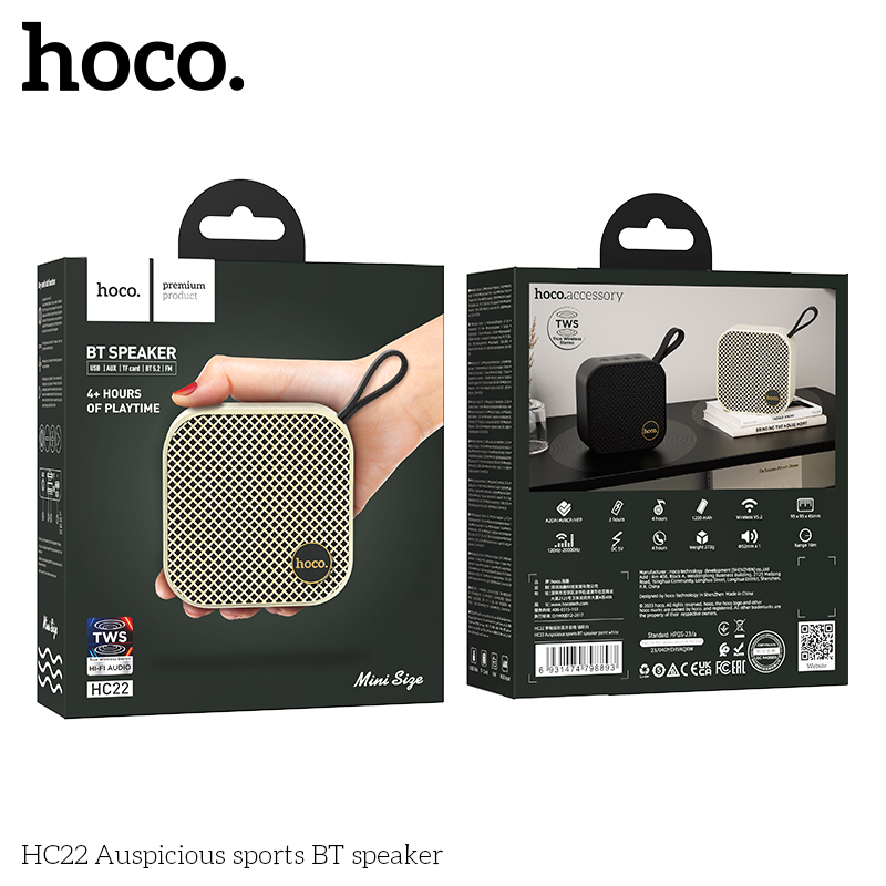 Loa Bluetooth đa năng Hoco HC22 Auspicious sports Wireless V5.2, pin 4H - Nhat Tin Authorised Store