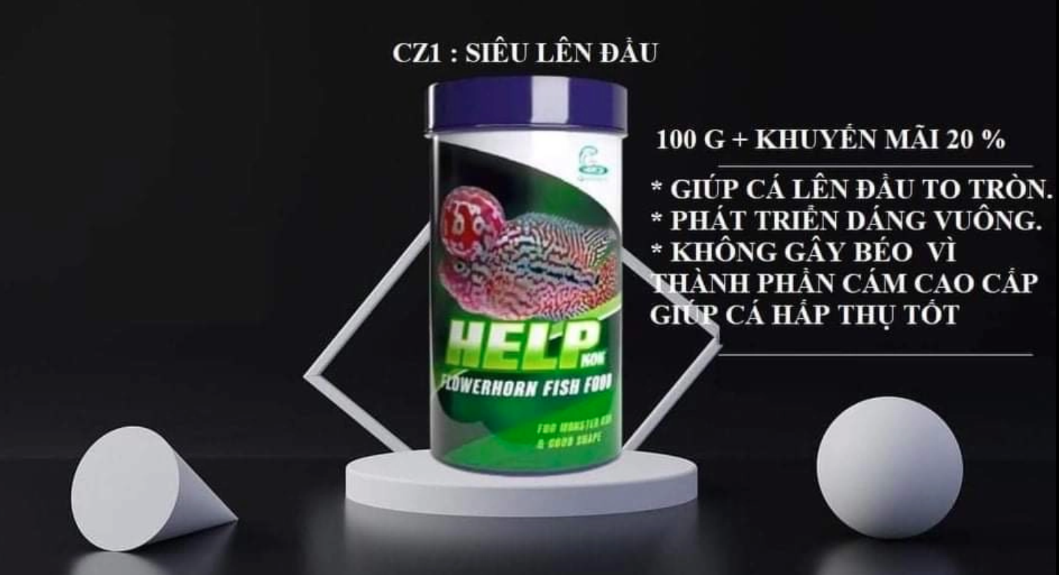 Thức ăn lên đầu cho cá la hán - cz1 help kok 100g thái lan
