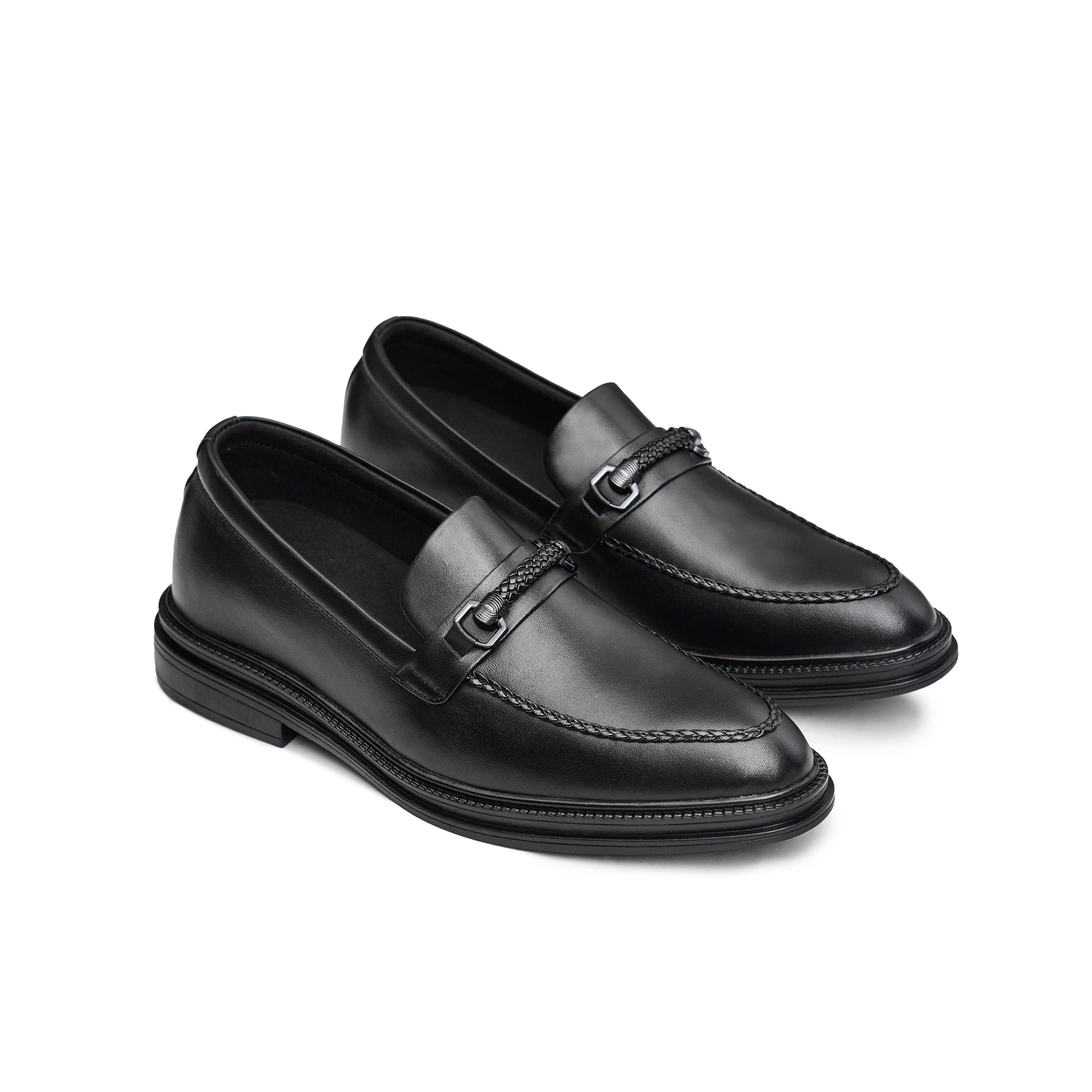 Giày lười công sở smartmen tăng chiều cao màu đen gl-12đ