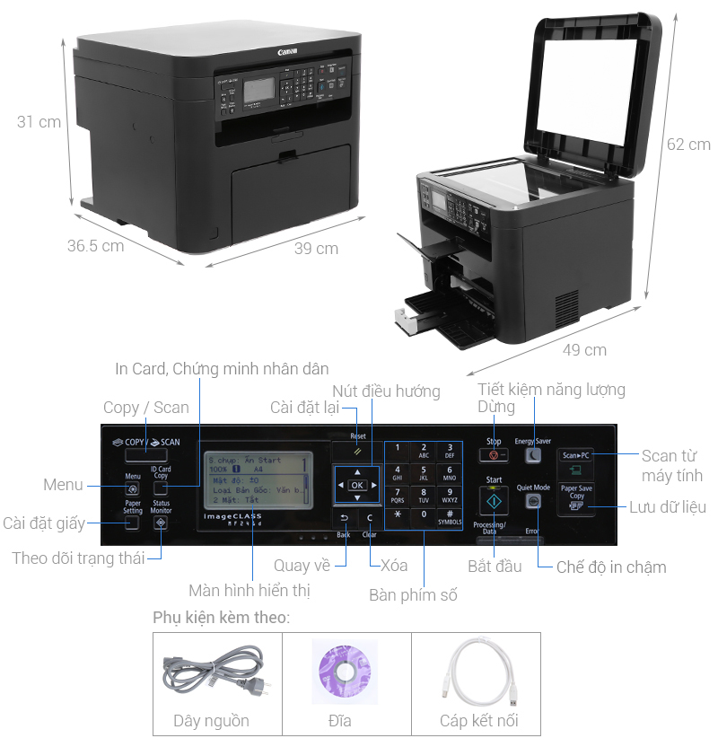 Máy in laser đa năng Canon MF241D (Copy - In 2 mặt tự động - Scan (Màu)