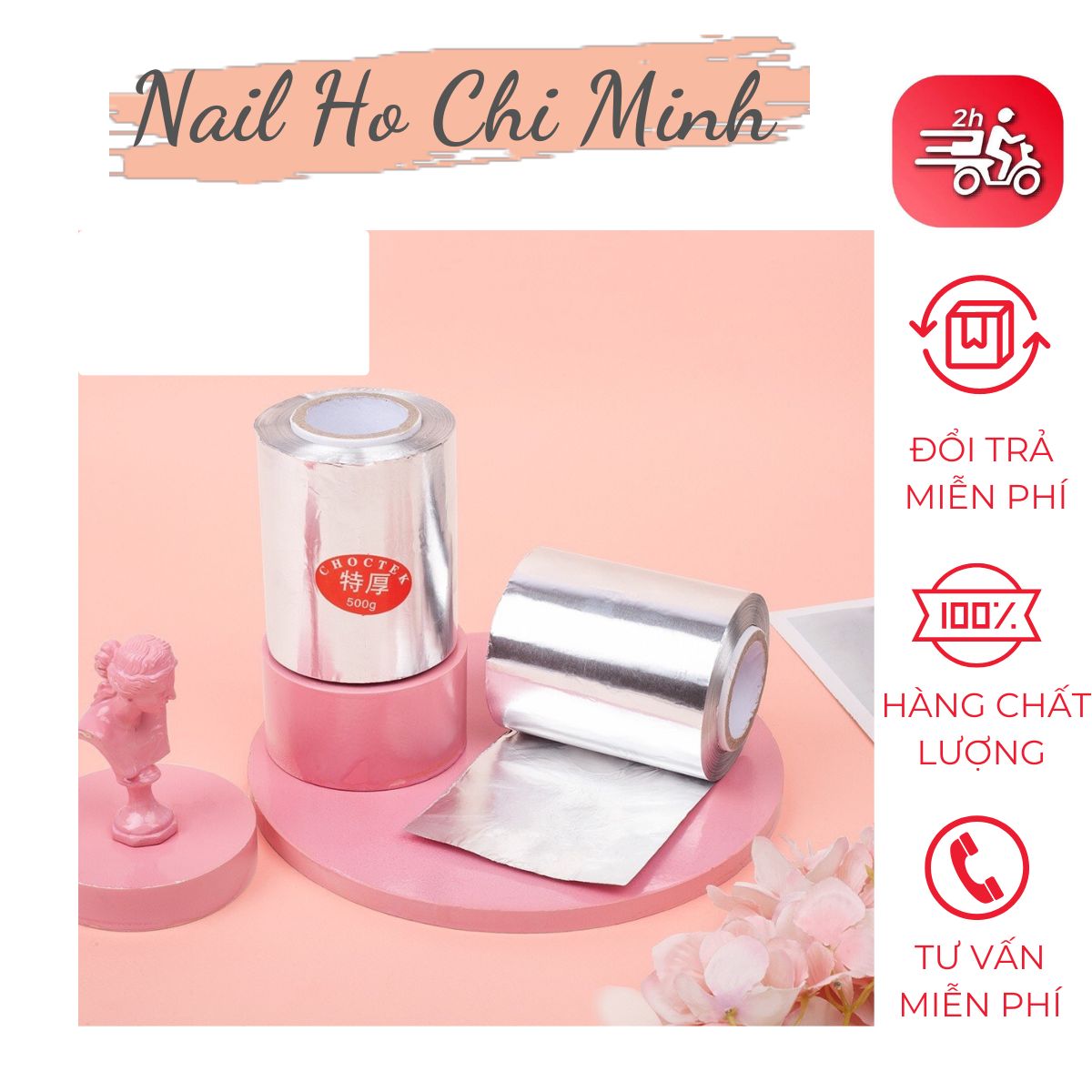 [HCM]Cuộn giấy bạc ủ phá móng 500gr - Giấy bạc ủ phá gel/bột chuyên dụng