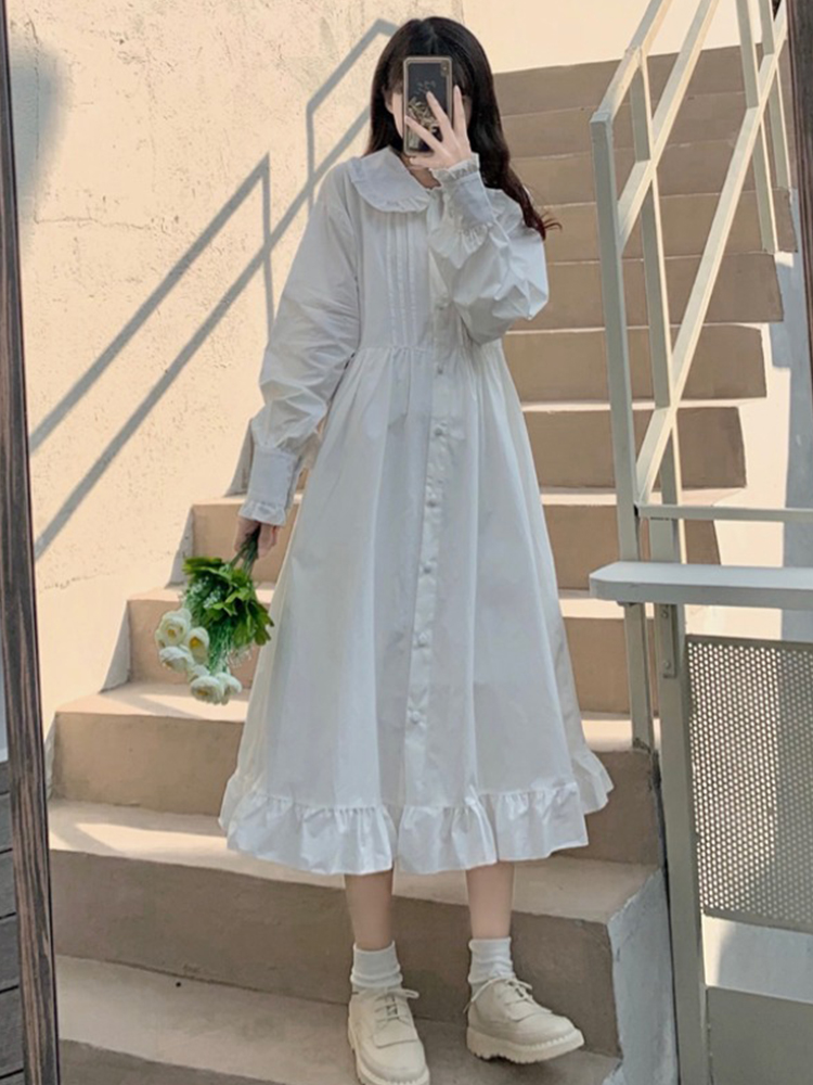 đầm babydoll nữ 🍀dáng dài cổ bèo tay bồng công chúa điệu đà ,sang chảnh dễ thương tiểu thư kute ,V54 ELEVENđầm vintage ,ulzaang Đầm babydoll nữ ,babydoll dáng dài đuôi cá khuy cà ,đầm nữ xòe tay bồng ,đầm trắng