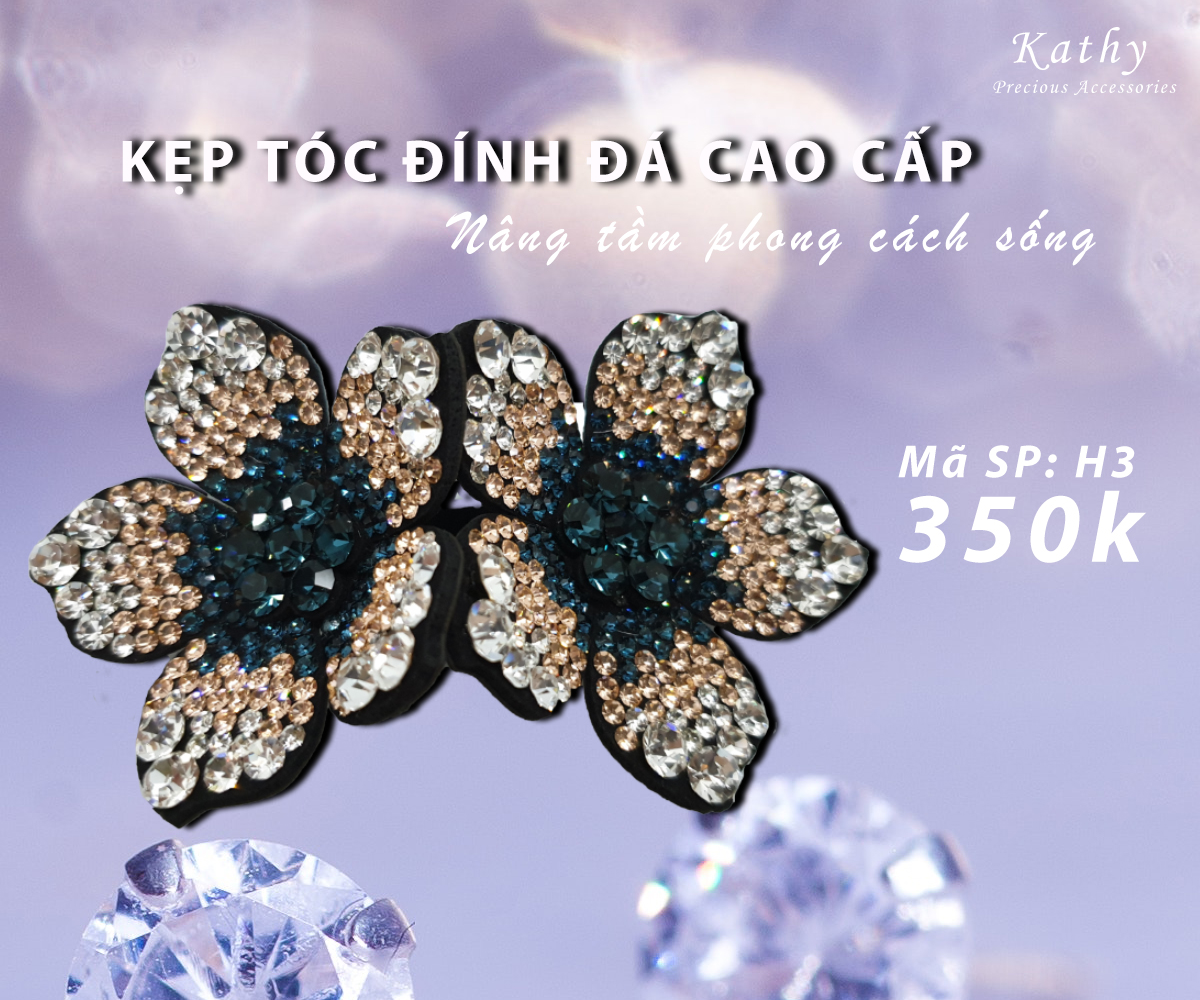 Kẹp tóc cao cấp nhập khẩu, chất liệu hạt đá phối da
