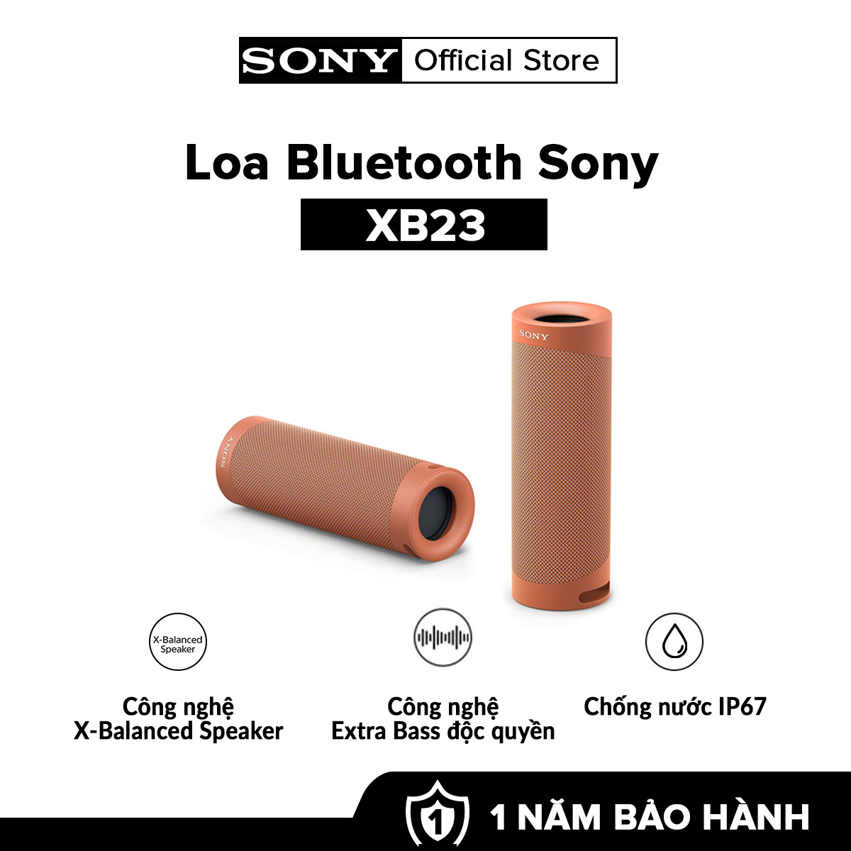 [HÀNG CHÍNH HÃNG] Loa Bluetooth Sony SRS-XB23 l Công nghệ EXTRA BASS™ l Công nghệ X-Balanced Speaker Unit l Bluetooth 5.0 l Chống nước IP67 l Cổng sạc Type-C l Pin 12h