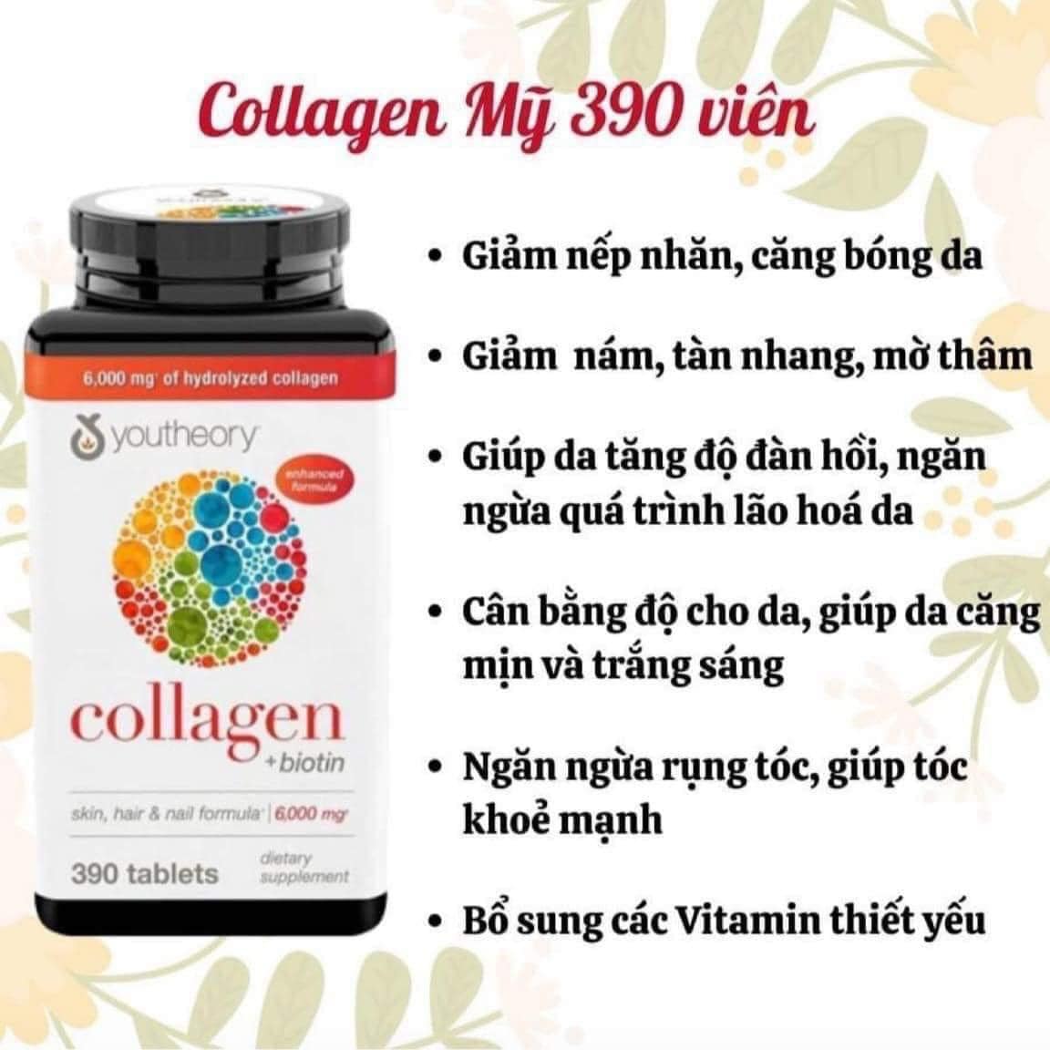 Collagen Youtheory 390 viên type 1,2&3 (Made in USA)