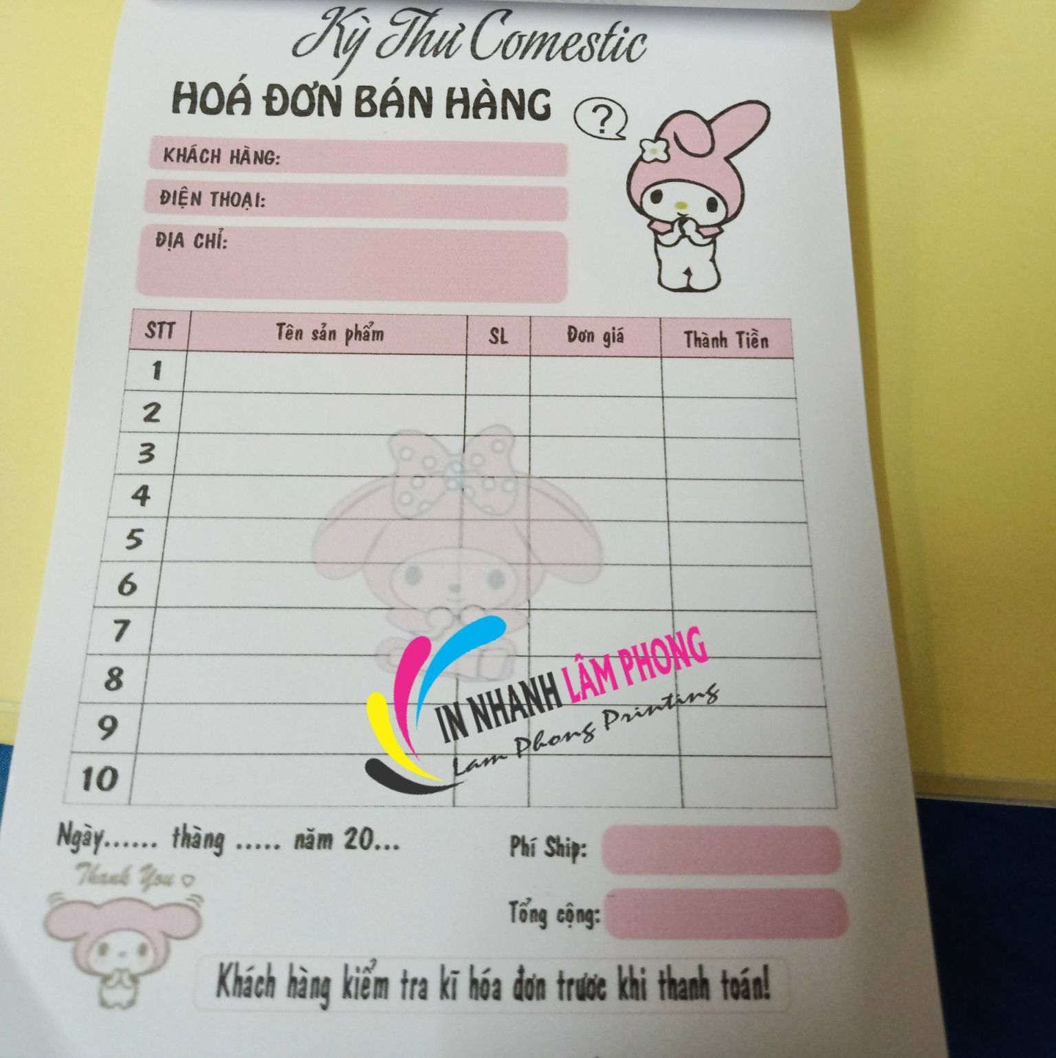 (MUA 10 TẶNG 1) HOÁ ĐƠN MINI 10*15 SIÊU DỄ THƯƠNG CUTE SÉT 50 PHIẾU