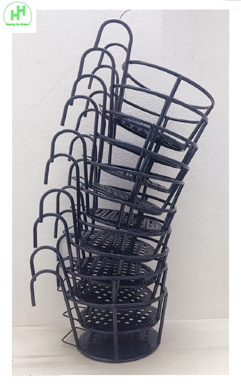 10 Giỏ Sắt Treo Chậu Hoa Ban Công Hình Tròn - Màu Cà Phê