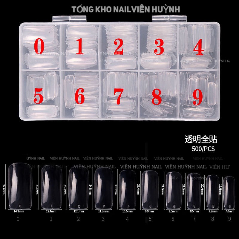 Móng úp chân fom dài , hộp 500 đủ size