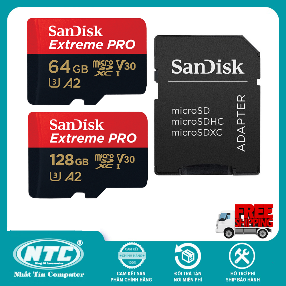 Thẻ Nhớ MicroSDXC SanDisk Extreme Pro V30 U3 4K A2 128GB R170MB/s W90MB/s (Đen đỏ)