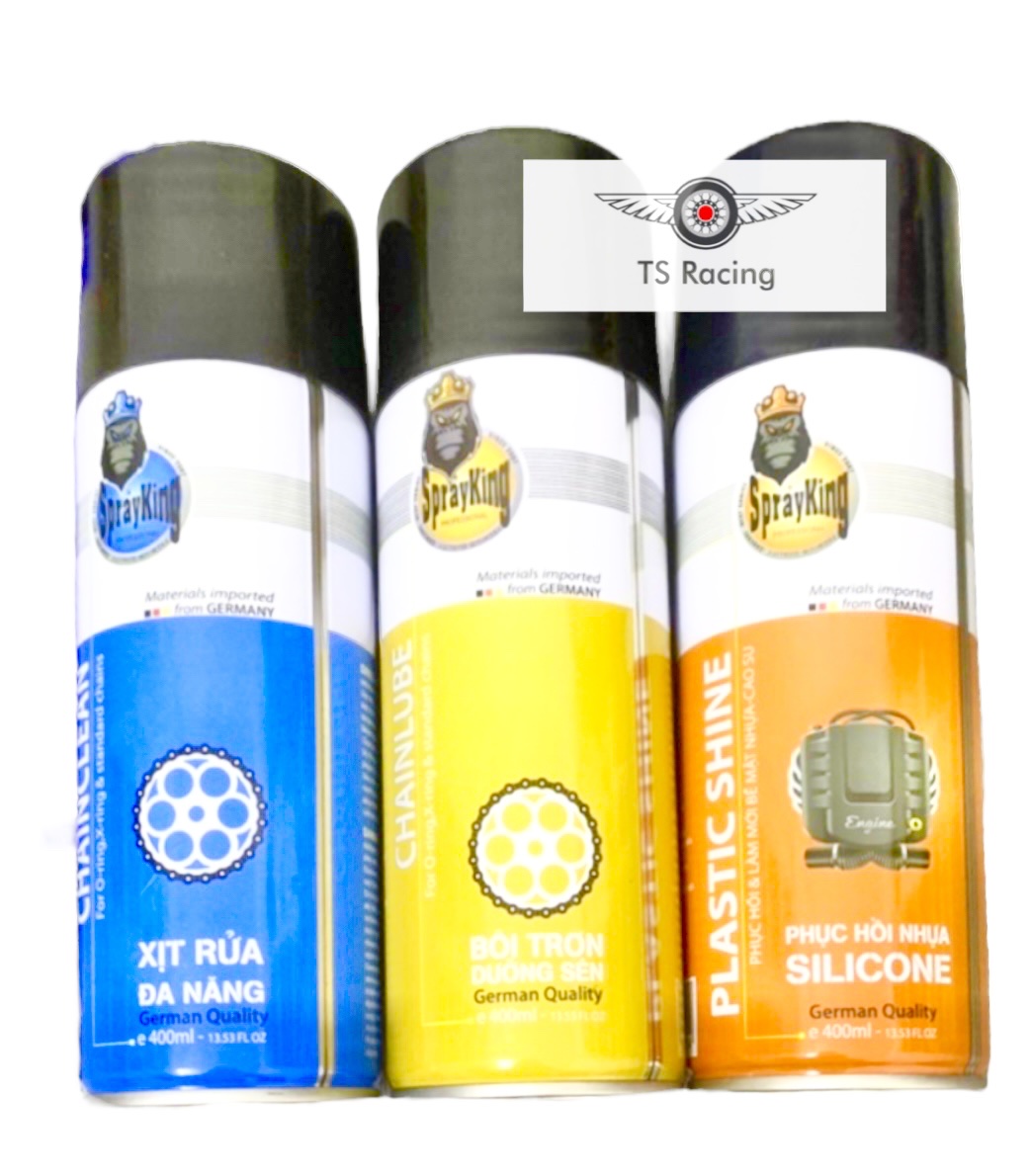 Combo 3 chai dưỡng sên, rửa sên, nhựa nhám sprayking 400ml