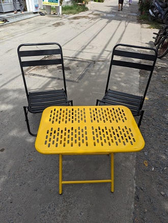 Full Iron Folding Chair - All Colors (Combo of 2 Chairs + 1 Cnc Table)