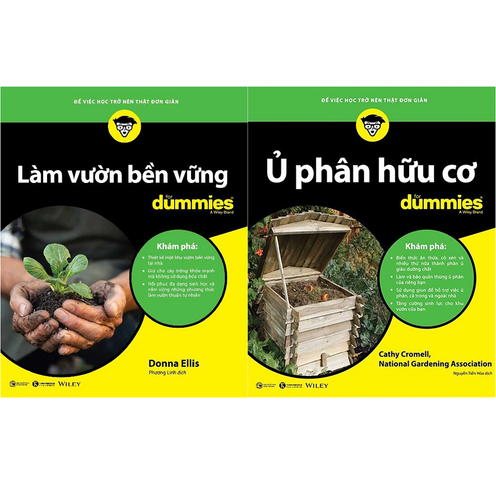 Combo 2 cuốn làm vườn bền vững for dummies + ủ phân hữu cơ for dummies - newshop