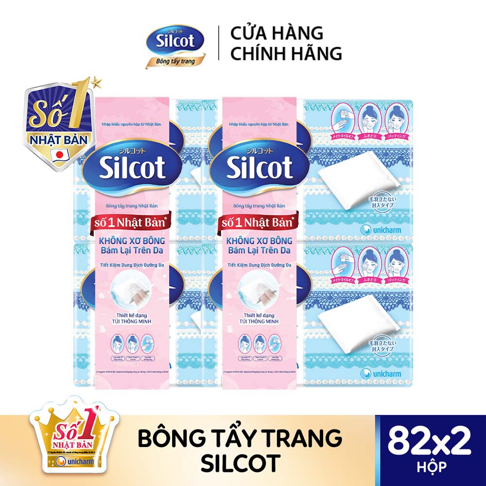 BÁO GIÁ BỘ 4 HỘP BÔNG TẨY TRANG SILCOT (82 MIẾNG-HỘP) | Shopee Lazada Sendo Tiki mới nhất 46 Combo 4 Bông tẩy trang Silcot hộp 82 miếng