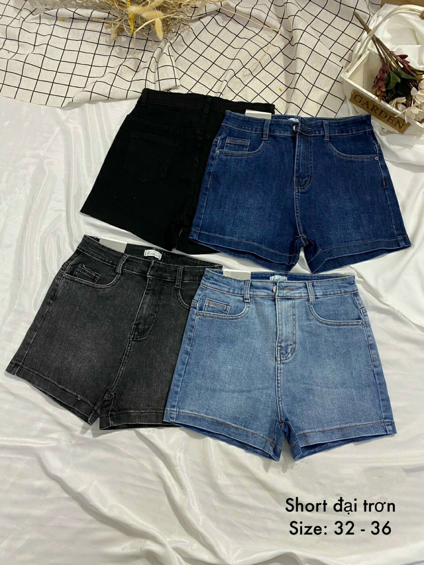 Quần short jean nữ co giãn mạnh lưng cao ảnh thật