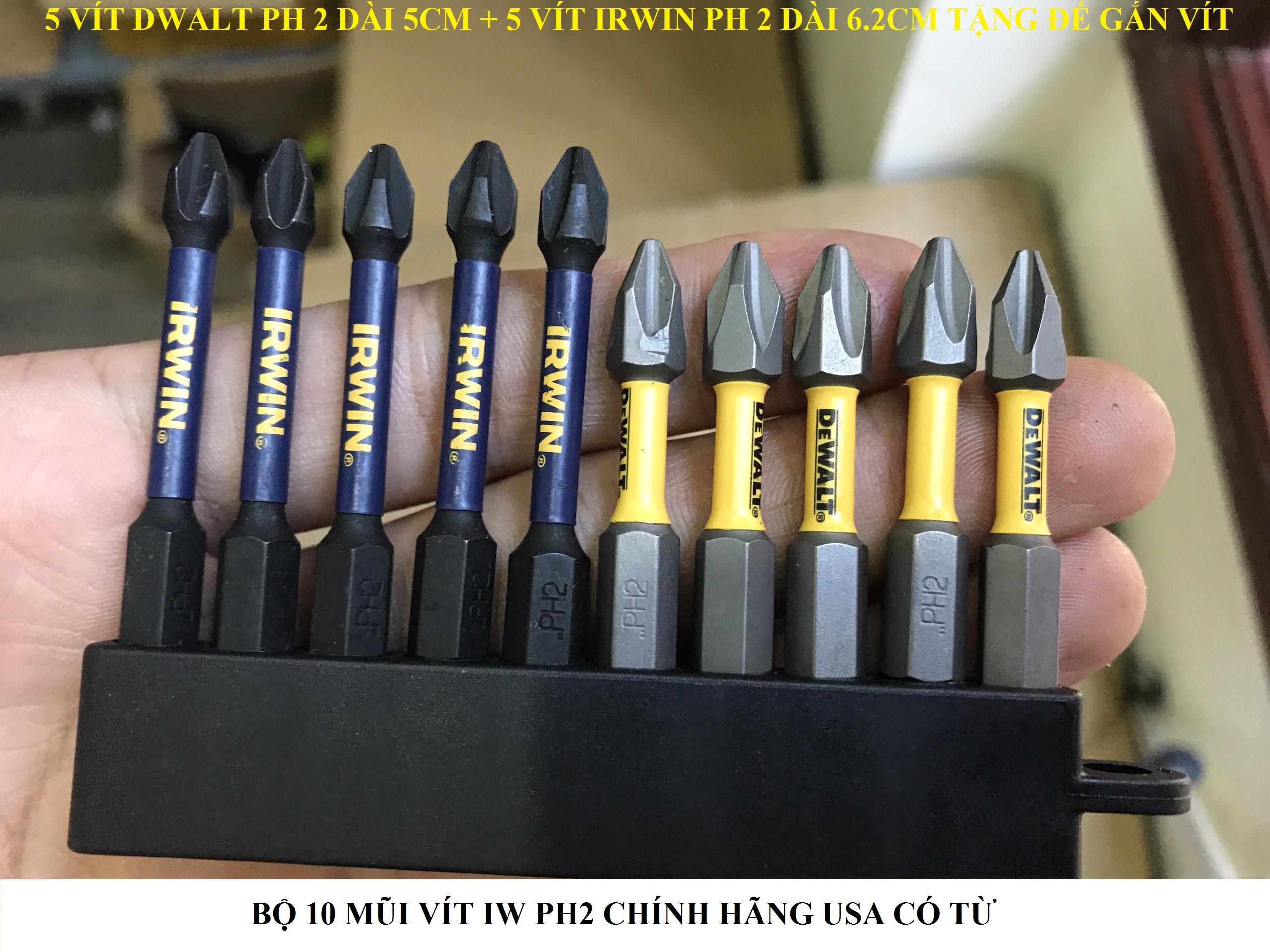 Bộ 10 Mũi vít  hàng bãi nhật chính hãng Ph2