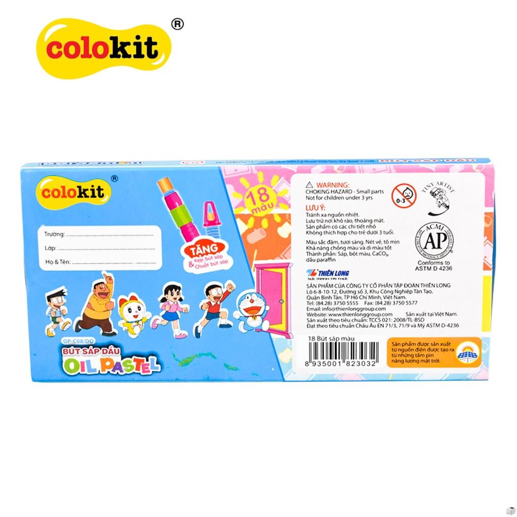 Bút sáp dầu màu pastel thiên long colokit doraemon op-c08/do- 18 màu
