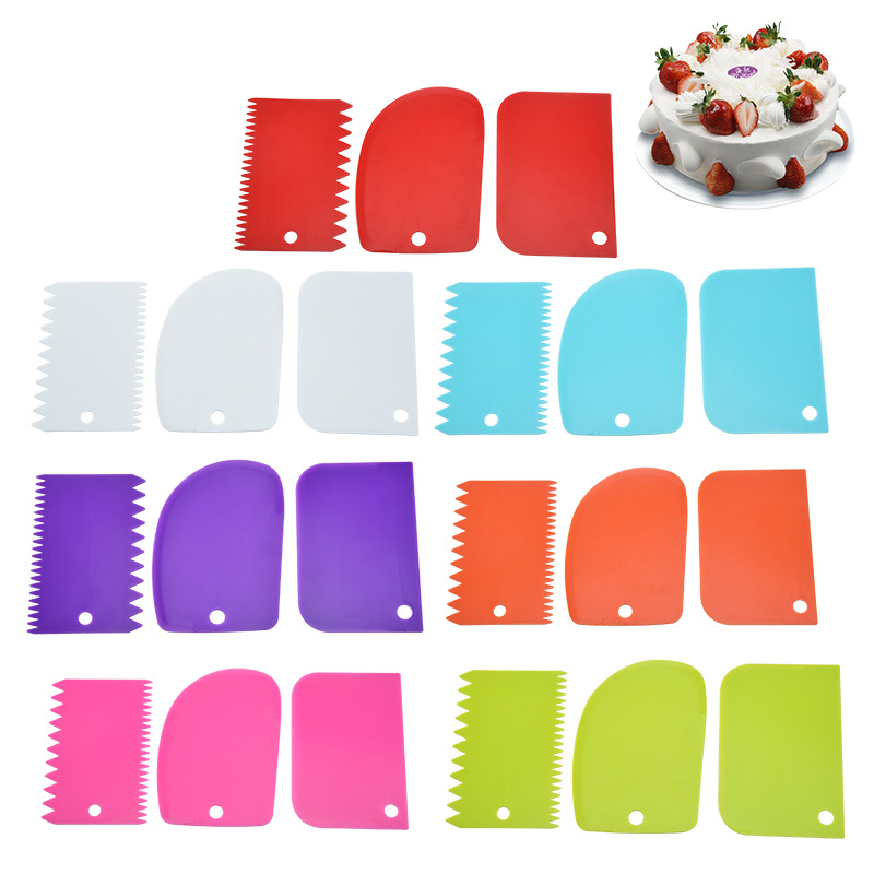 Set 3 cạp phết bột cắt bột chà láng bánh chuyên nghiệp tạo vân cho bánh sáng tạo