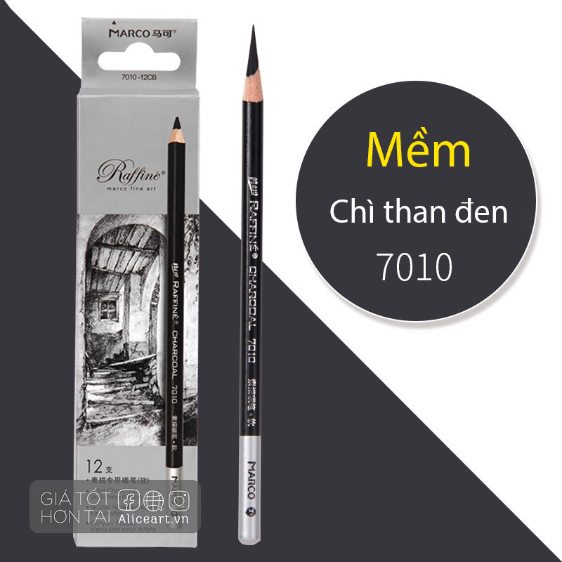 Chì than Marco Raffine Đen, Trắng cây lẻ - Giá rẻ