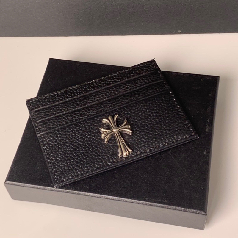Wallet, high grade full silver plated cross leather chrome heart card holder-chrome heart shop