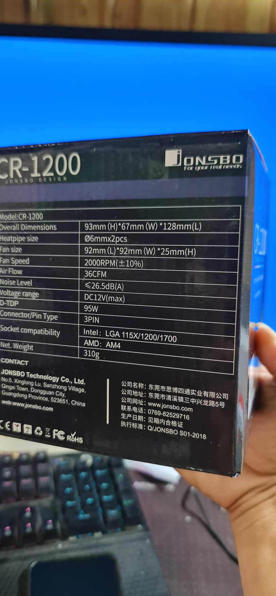 Tản nhiệt khí Jonsbo CR-1200 ( Kèm sẵn Backplate 1700 Jonsbo )