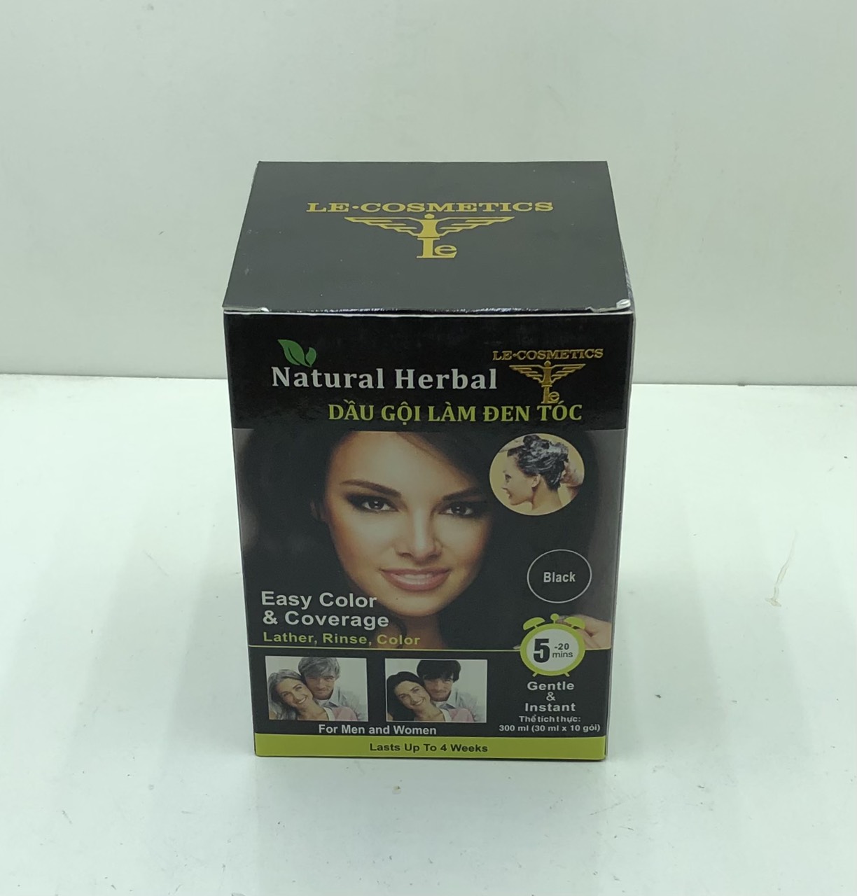 Gội là đen Natural Herbal Le-Cosmetics - Dầu gội phủ bạc - Dầu gội nhuộm tóc đen  -Hộp 10 gói