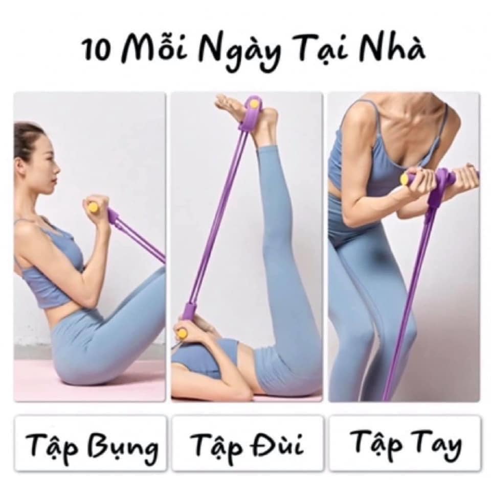 Dây kéo 4 ống cao su đàn hồi co giãn tập thể dục tại nhà cho nam và nữ - Dụng cụ tập bụng săn chắc, cho vòng eo thon gọn, giảm mỡ thừa vùng bắp tay hiệu quả SIÊU GIẢM GIÁ HÔM NAY
