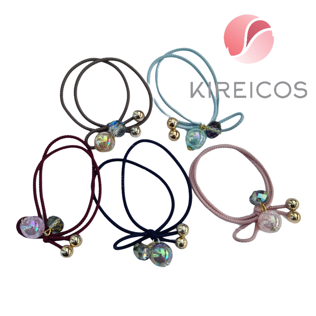Set 5 dây cột tóc 3 hạt tròn hàn quốc 098 - màu ngẫu nhiên