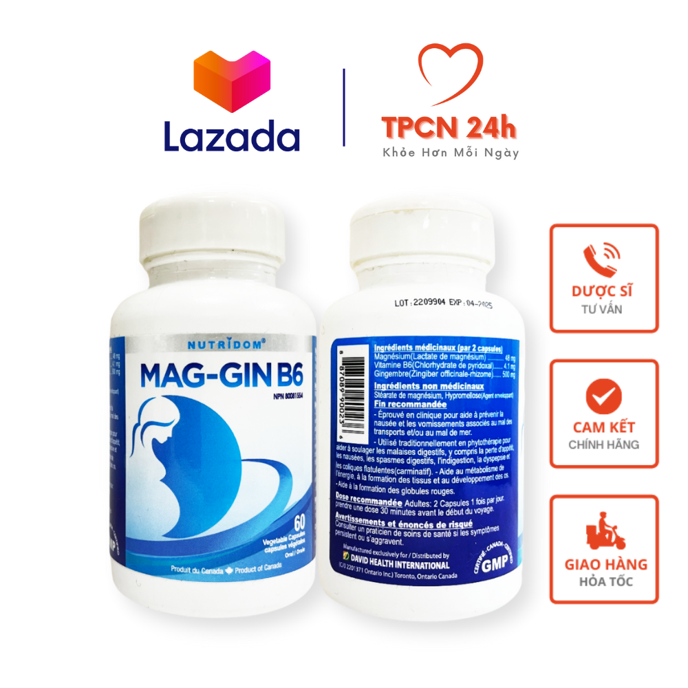 Mag-Gin B6 Nutridom - Chống nôn nghén, giảm ốm nghén, chống say tàu xe