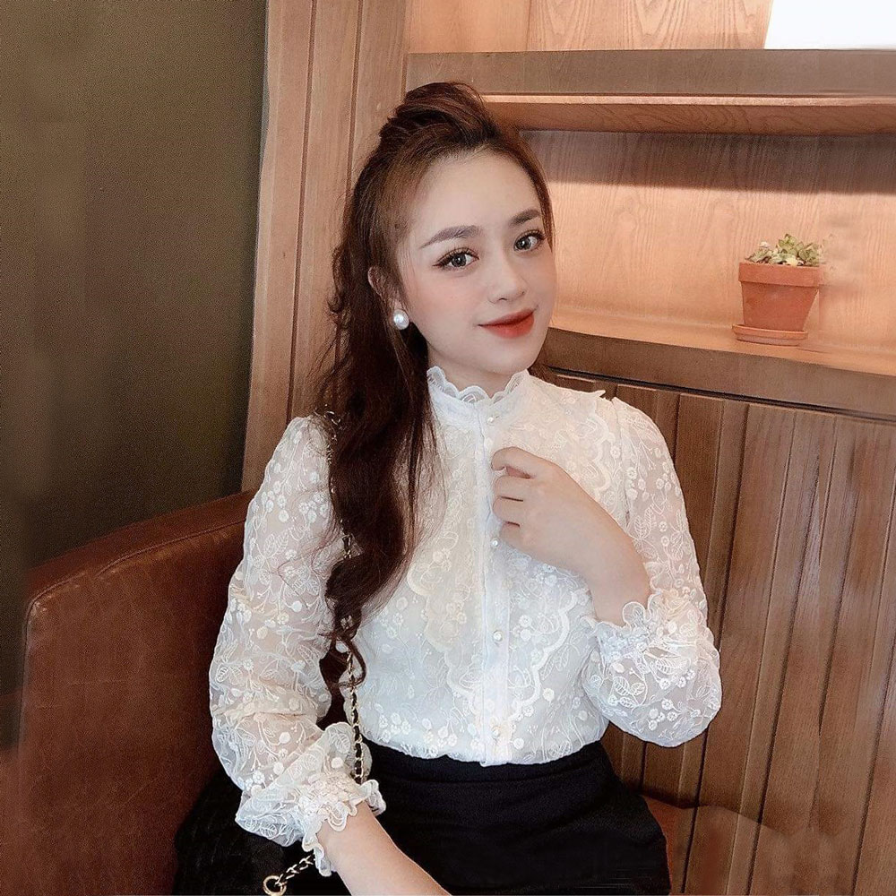 Áo sơ mi ren nữ công sở đẹp trẻ trung mặc mát