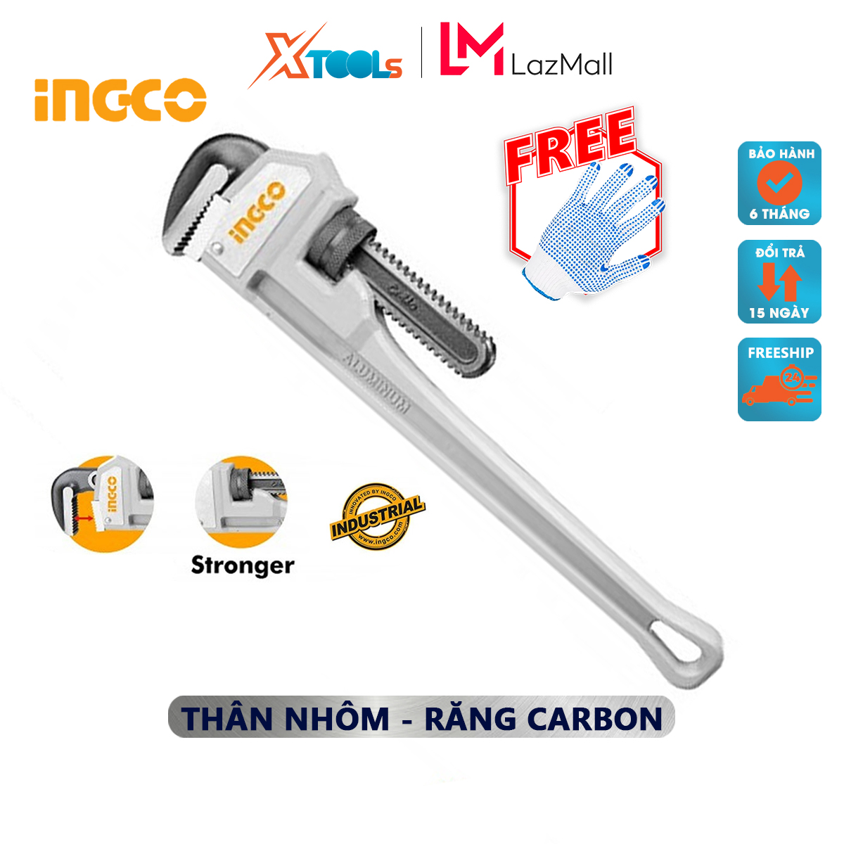 Mine let teeth aluminum body ingco mine let hand aluminum size 14-18 ", rivet solid handle aluminum repair, metalworking, hard alloy