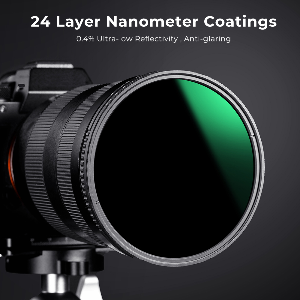 K&F Concept 49/52/55/58/67/72/77/82mm ND8-ND2000 (3-11stop) Variable Neutral Density Lens Filter Waterproof Adjustable ND Lens Filter with 24 Multi-Layer Coatings for Camera Lens