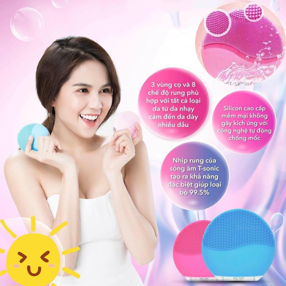 Máy rửa mặt, massage da mặt, làm sạch da silicon mini đa năng