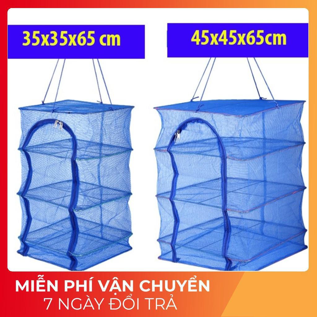 Lồng lưới phơi khô thực phẩm phơi cá chống côn trùng treo 4 tầng để phơi cá khô có thể xếp gọn ( sale xả hàng )