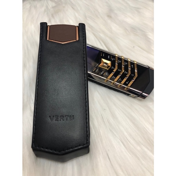 Bao Da Nắp Gấp Vertu Singnature S Dập Vân Trơn