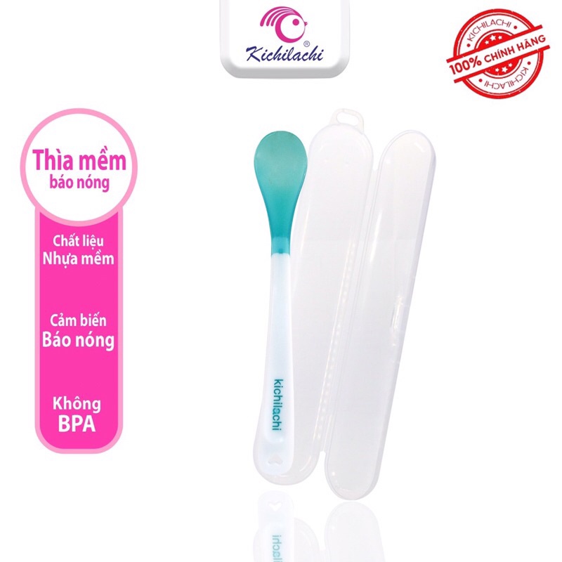 Bộ thìa mềm báo nóng richell - kichilachi cho bé ăn dặm