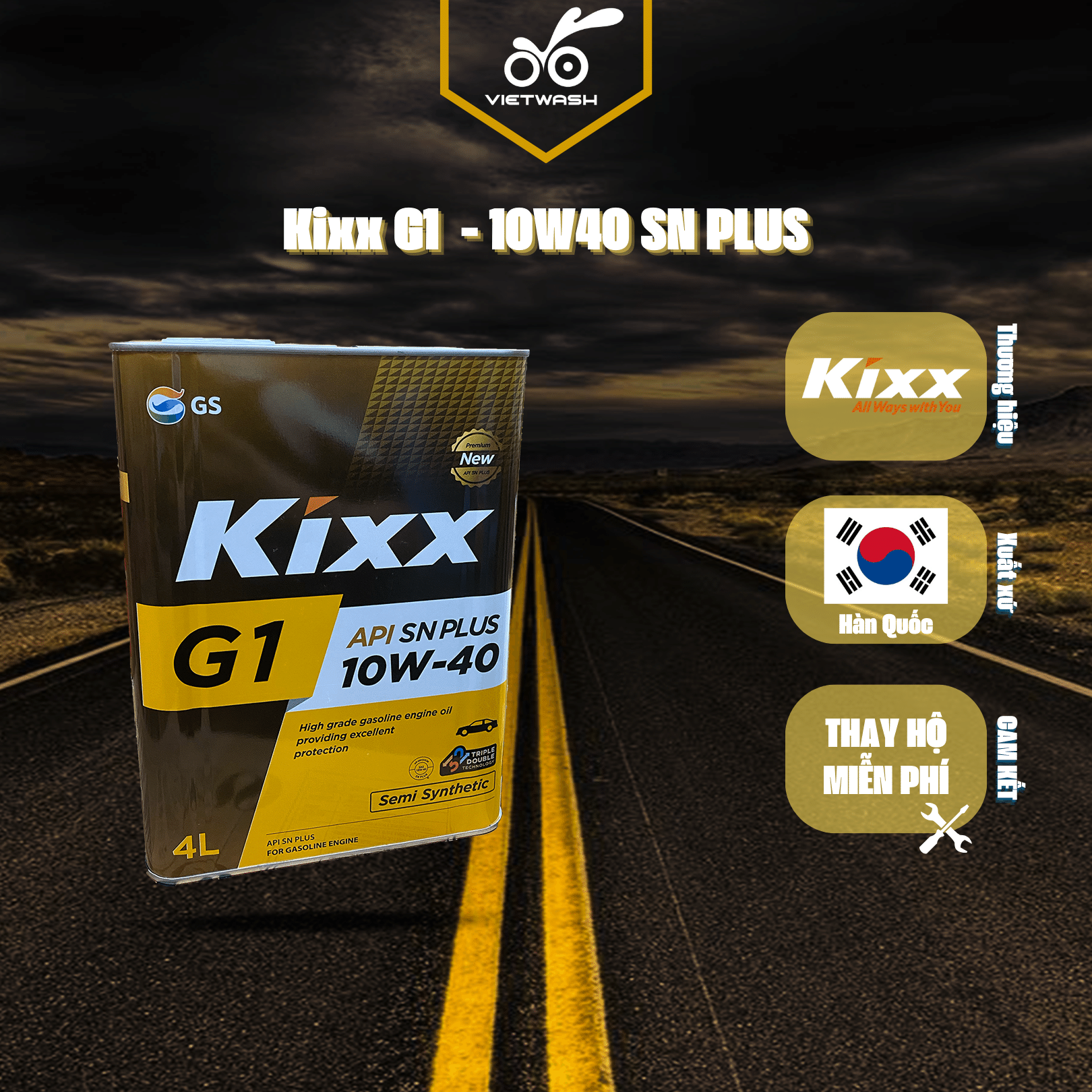 [KIXX] Nhớt ô tô Kixx G1 10W40 API SN Plus 4L [MIỄN PHÍ CÔNG THAY NHỚT]