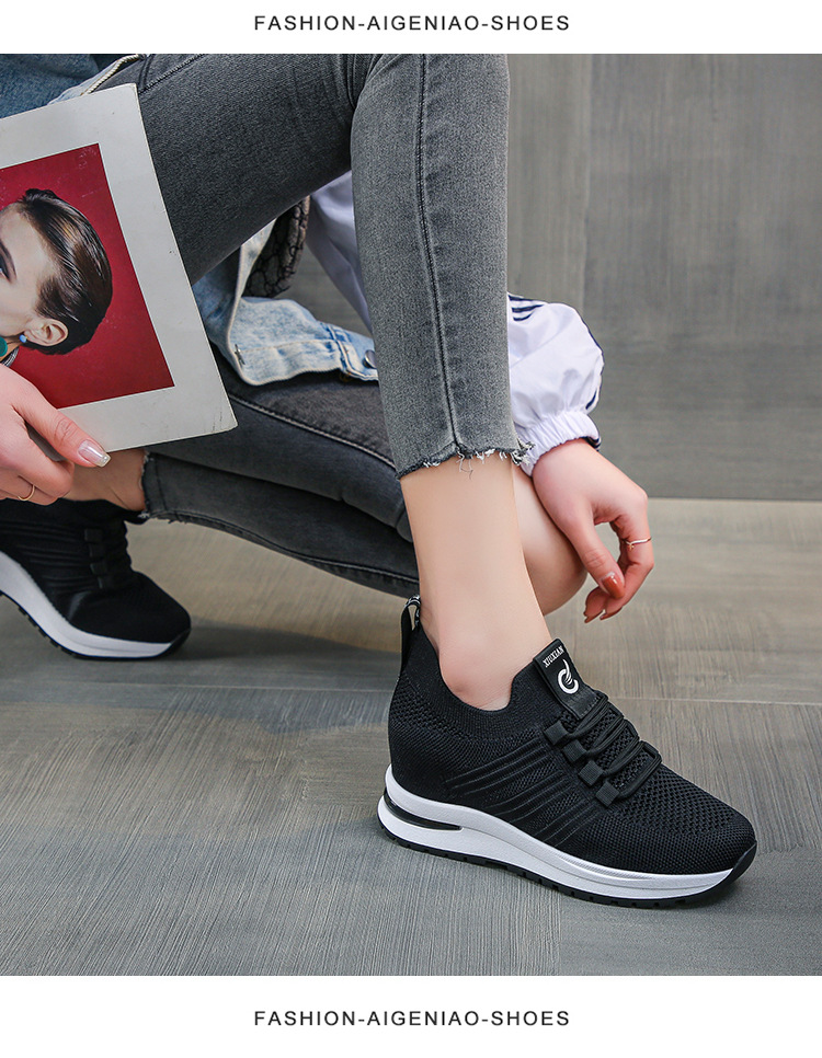 Giày thể thao nữ độn đế 7 phân chất co giãn ôm chân đi êm tăng chiều cao năng động hack dáng đi làm đi chơi, Lisa M48