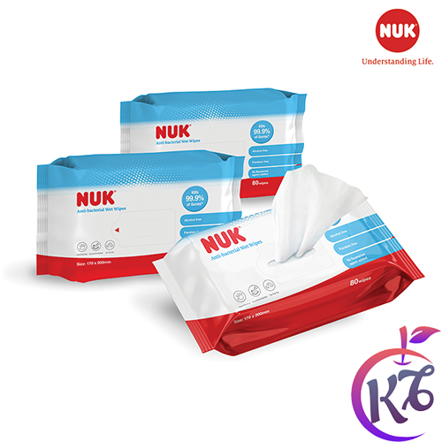 Combo 3 gói khăn ướt NUK diệt khuẩn không chứa cồn 80 tờ / gói - khan giay uot cho be