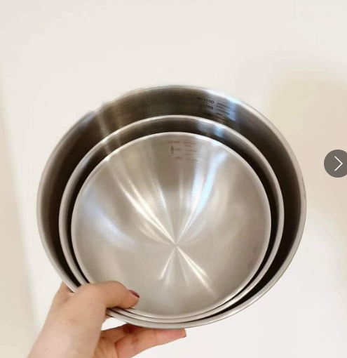 Set 3 thau trộn có chia vạch: bột làm bánh, đánh trứng chất liệu inox cao cấp