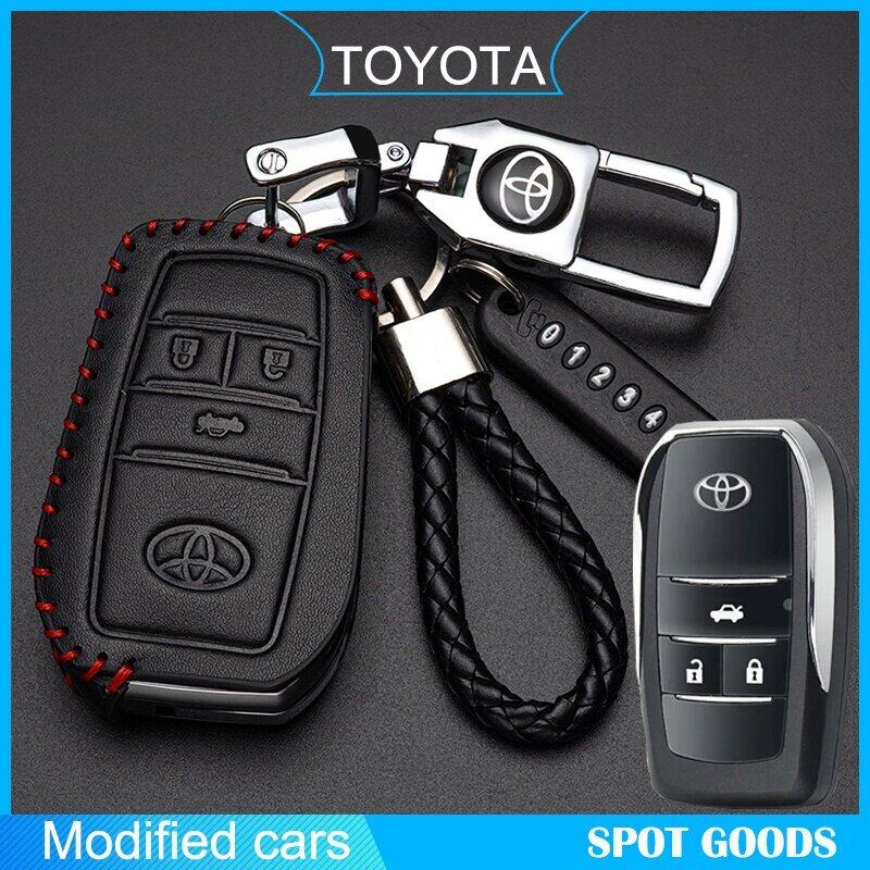 For Toyota Car Keychain Leather Key Case Remote Control Key Chain Protector
