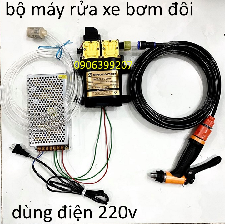 [HCM]Máy rửa xe bơm đôi 12v siêu mạnh