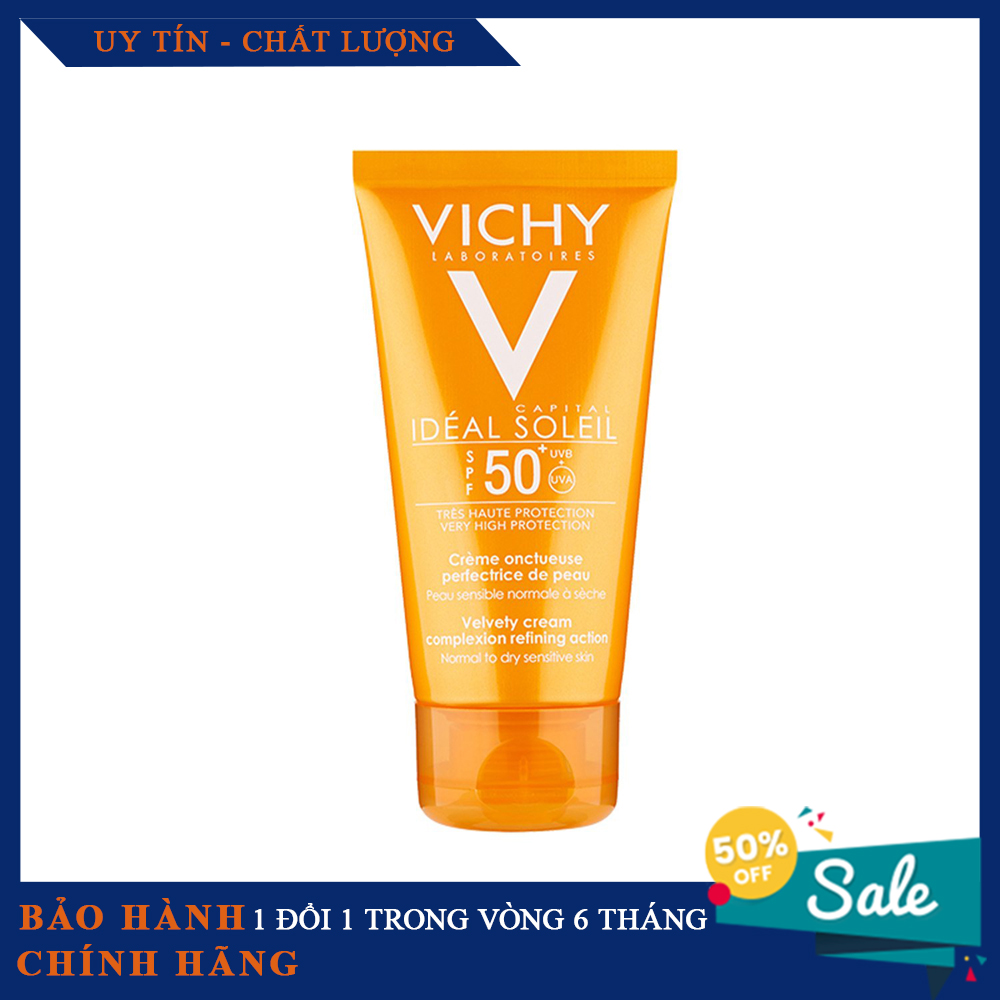 Kem chống nắng Vichy cao cấp - Bổ sung dưỡng chất hỗ trợ cấp nước và cân bằng độ ẩm cho da, giúp cải thiện tình trang da khô ráp, sạm màu.