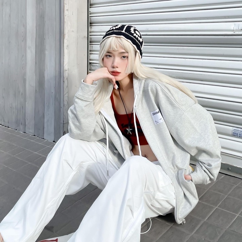 HOODIE ZIP có nón tay dài