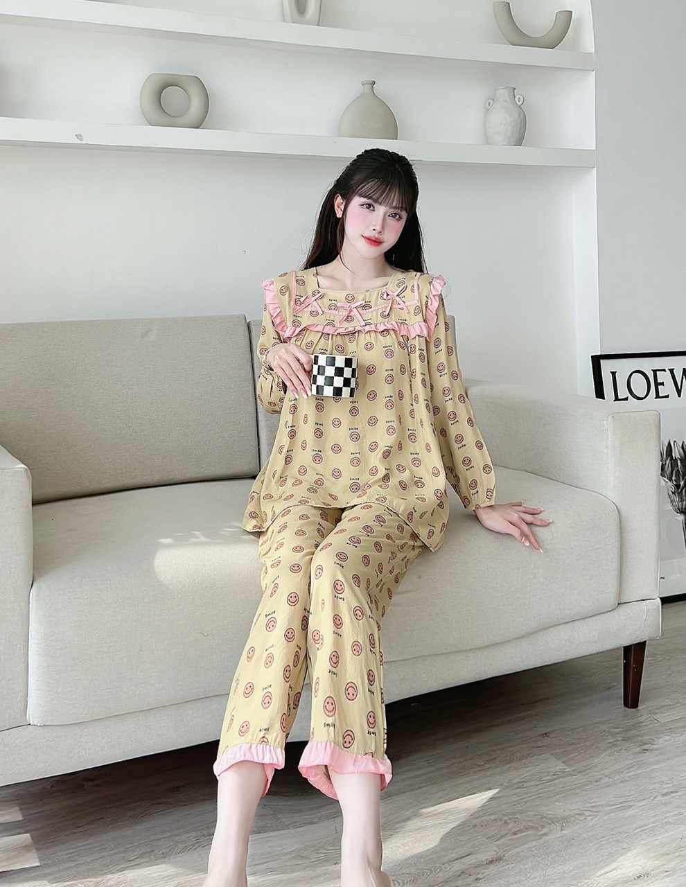 Đồ bộ bầu trước và sau khi sinh chất lụa thô mềm mại mặc nhà