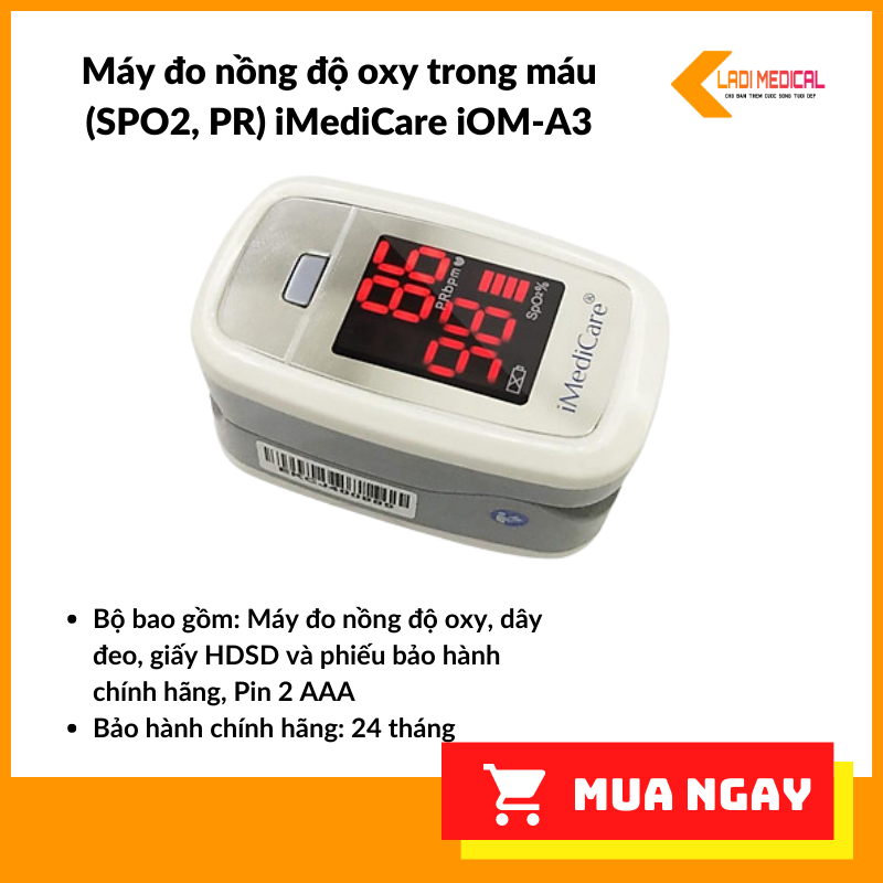 Nơi bán Máy đo nồng độ oxy trong máu (SPO2, PR) iMediCare iOM-A3