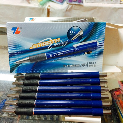 Hộp 20 bút bi thiên long tl-036 0.7mm - mực xanh