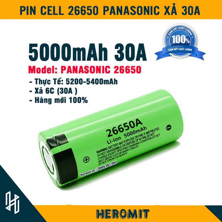 Pin Cell 26650 Panasonic 5000mAh xả cao 30A