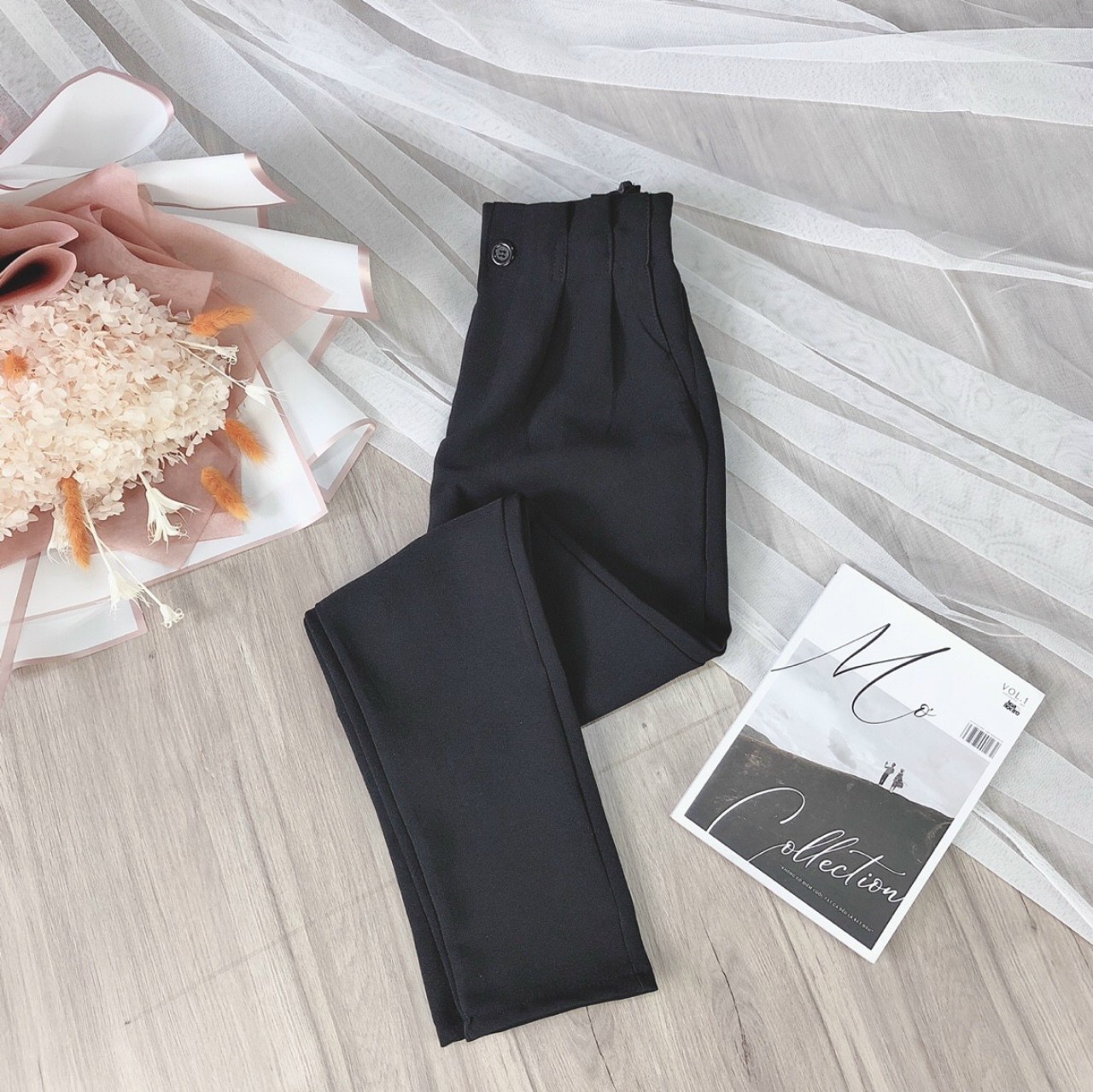 Quần tây xếp ly eo sau lưng thun